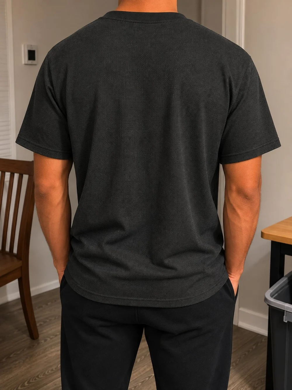 Embroidered Crew Neck Tee - Black